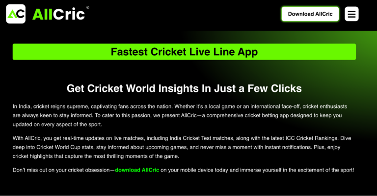 AllCric’s real-time updates page