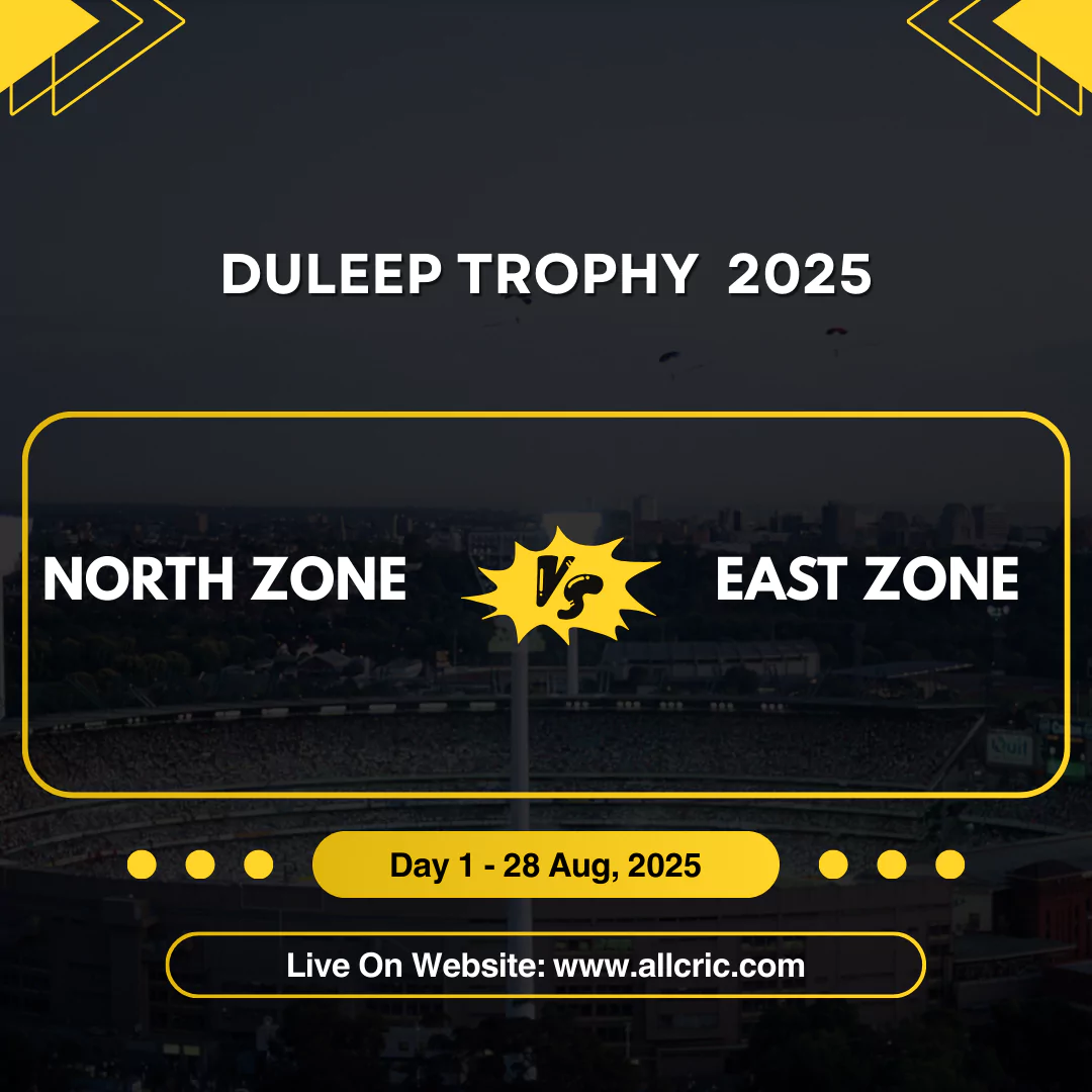 Get the Duleep Trophy 2025 Day 1 preview – squads, key players & prediction. Don’t miss today’s North vs East clash