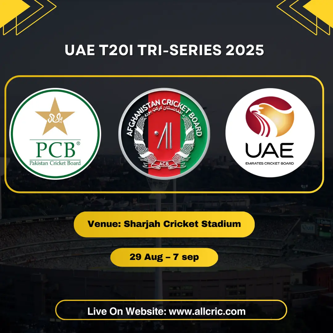 UAE T20I Tri-Series 2025 schedule, squads, venues & predictions. Stay updated with Pakistan, Afghanistan & UAE match insights