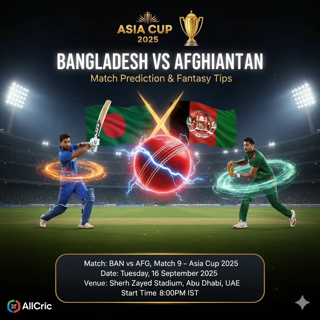 BAN vs AFG, Match 9 – Asia Cup 2025: Dream11 prediction today match, Dream11 team, fantasy tips, playing XI & key players