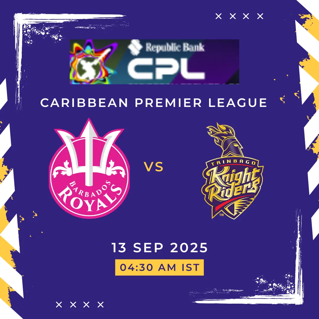 Barbados Royals vs Trinbago Knight Riders, CPL 2025. Get team news, pitch report, Dream11 fantasy tips & today’s prediction
