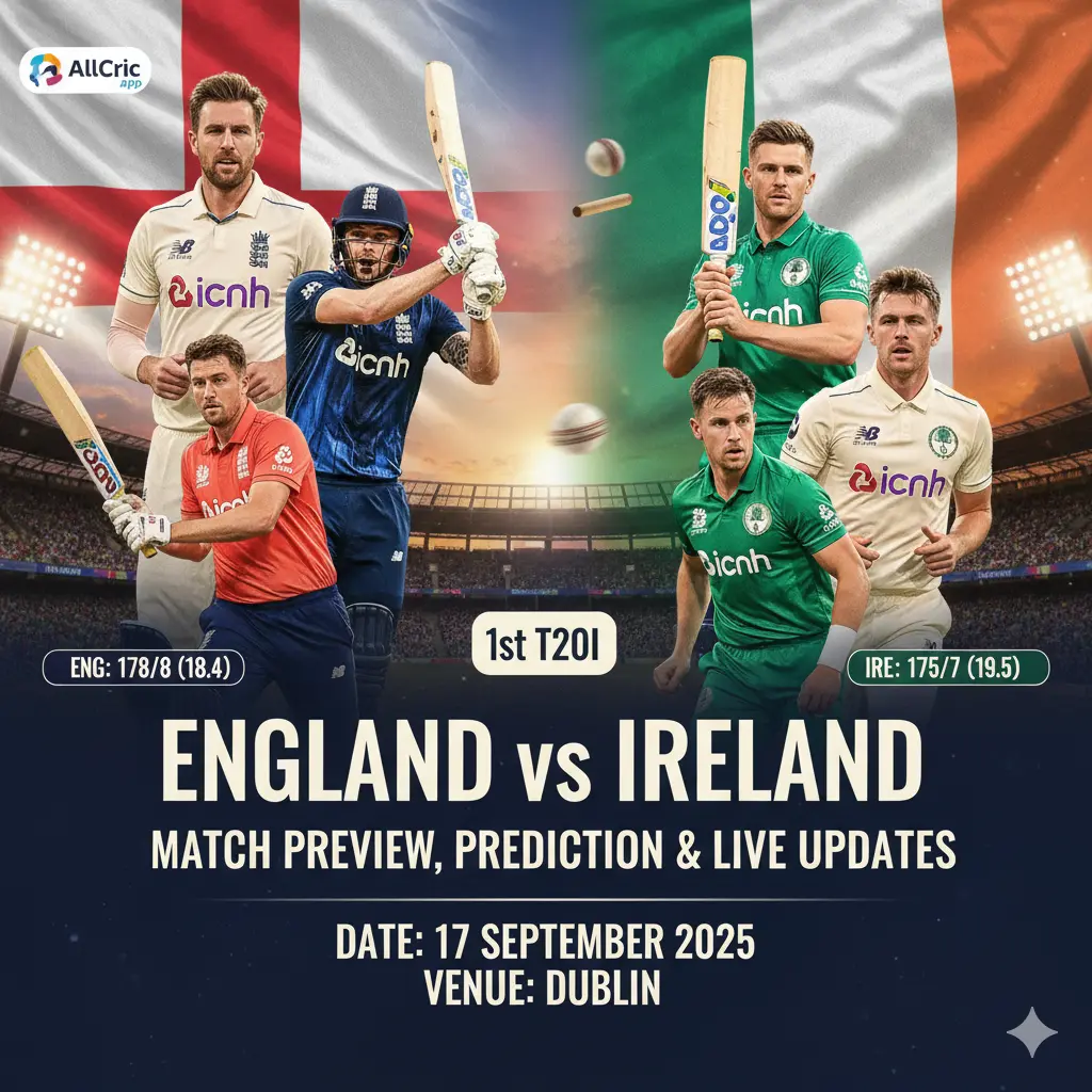 ENG vs IRE 1st T20I 2025 – Get prediction, fantasy tips, playing XI & live updates.
