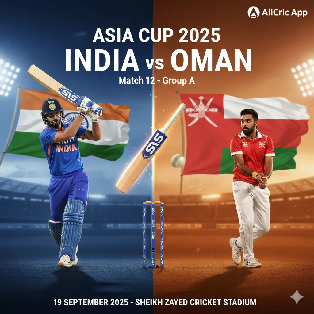 India vs Oman Asia Cup 2025 Match 12 – Today’s Dream11 prediction, fantasy tips & playing XI. Stay updated with live scores