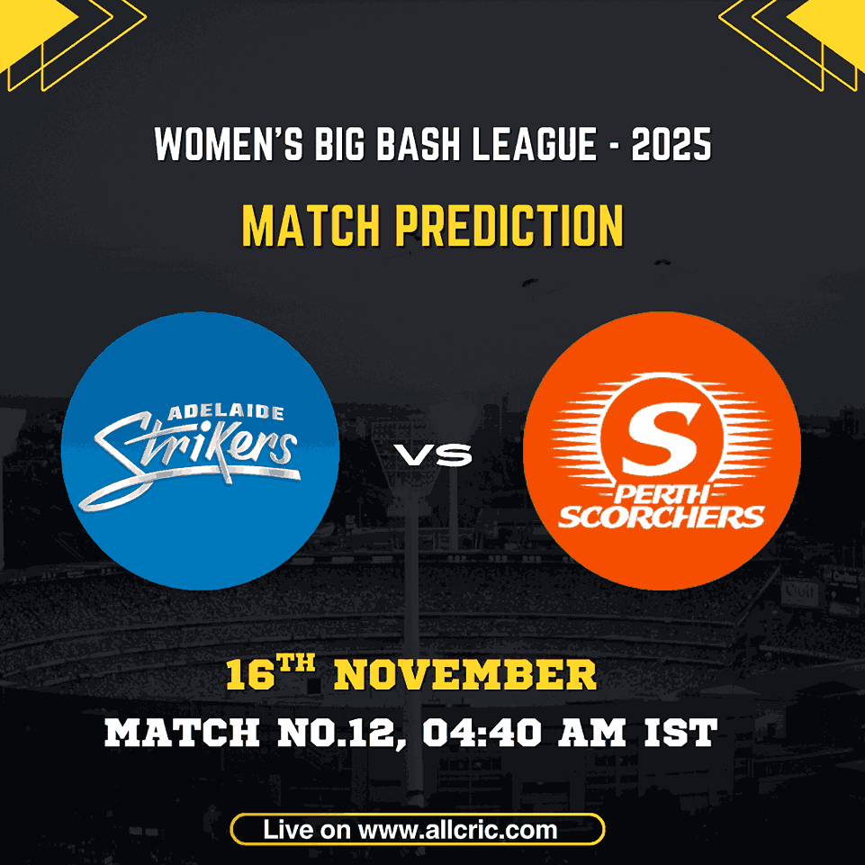 AS-W vs PS-W Dream11 prediction graphic for WBBL 2025 Match 12 featuring Adelaide Strikers Women vs Perth Scorchers Women, showing match date, timing, and prediction banner design