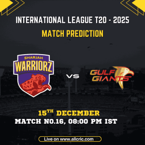 SW vs GG Dream11 prediction and match preview for ILT20 2025 Match 16 featuring Sharjah Warriorz vs Gulf Giants at Sharjah Cricket Stadium on 15 December, including today match prediction and team analysis