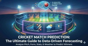 Cricket match prediction using AI analysis, team stats, pitch conditions, and weather data to predict match results and today match prediction outcomes.