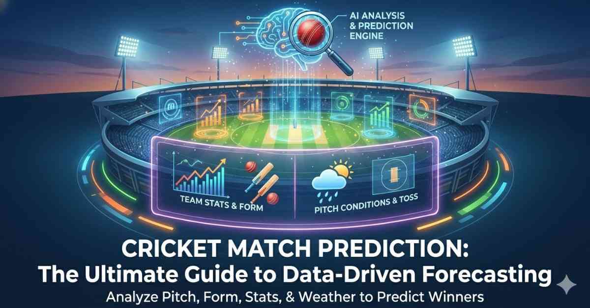 Cricket match prediction using AI analysis, team stats, pitch conditions, and weather data to predict match results and today match prediction outcomes.