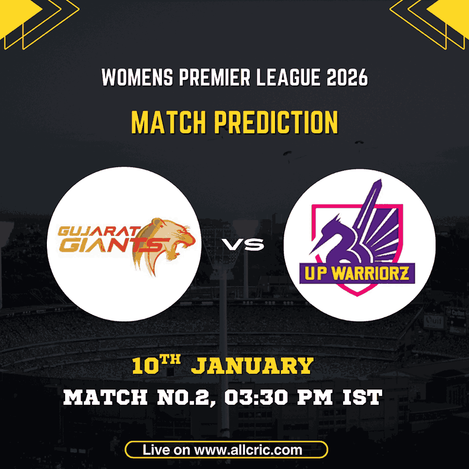 GG-W vs UP-W Dream11 prediction today match for WPL 2026 Match 2 featuring Gujarat Giants Women vs UP Warriorz Women at DY Patil Stadium on 10 January.