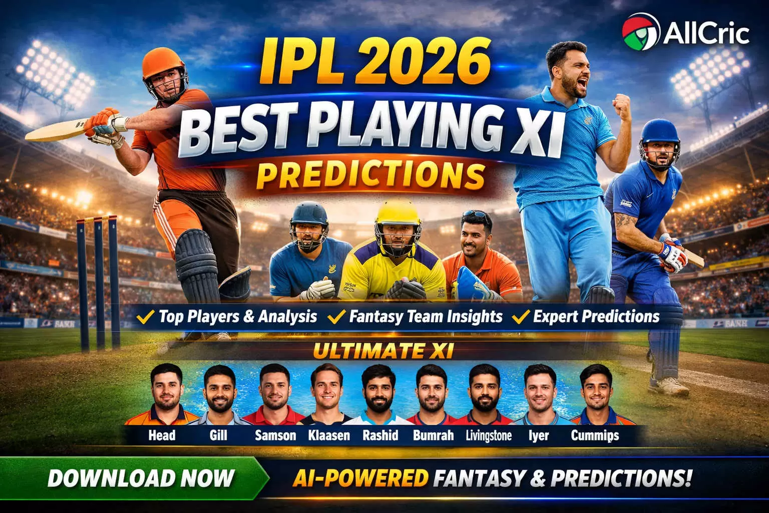 IPL 2026 best playing XI predictions with AI fantasy analysis by AllCric
