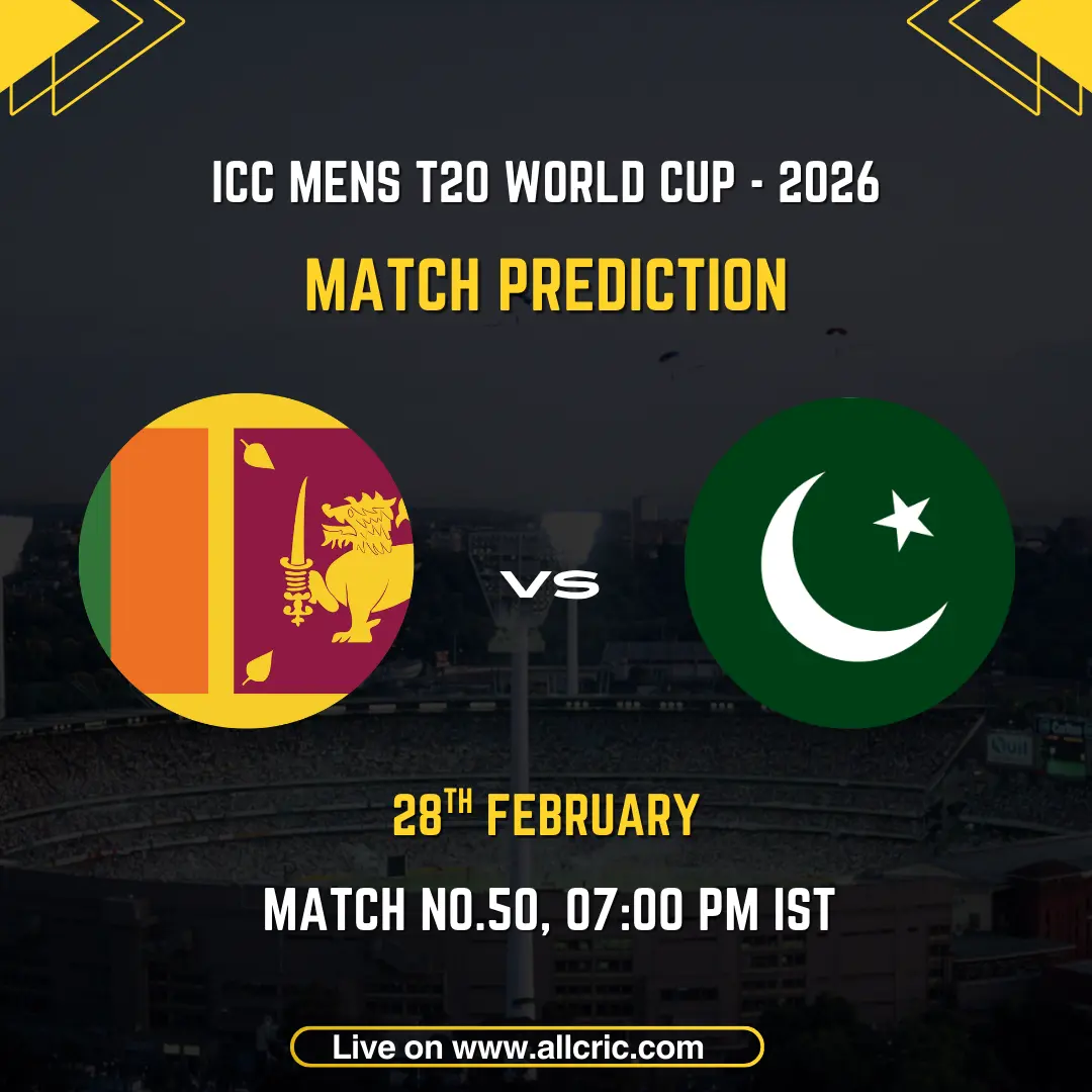 Sri Lanka vs Pakistan ICC Men's T20 World Cup 2026 Super 8 Group 2 Match 50 prediction graphic featuring national flags, match details for February 28th 2026 at 7:00 PM IST at Pallekele International Cricket Stadium, with comprehensive Dream11 team analysis and today's match prediction for crucial do-or-die Super 8 encounter