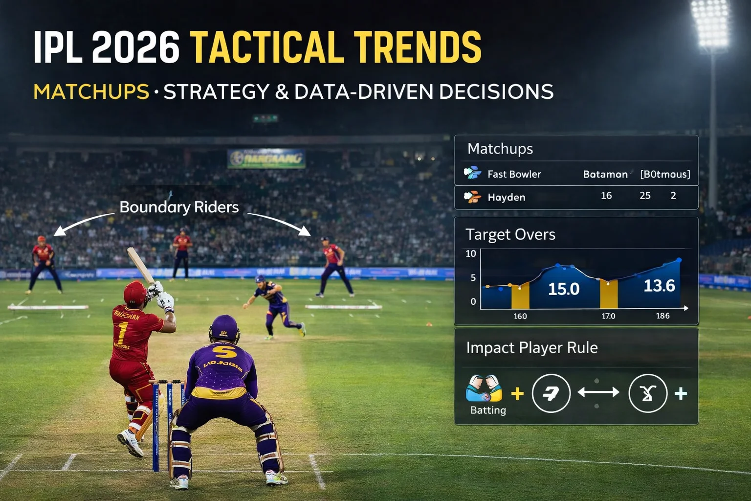 IPL 2026 tactical trends showing team strategies, matchups, and data-driven decisions in modern T20 cricket