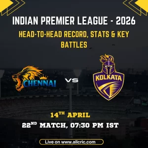 CSK vs KKR head-to-head record IPL 2026 Match 22 Chennai Super Kings vs Kolkata Knight Riders stats and key battles Chepauk