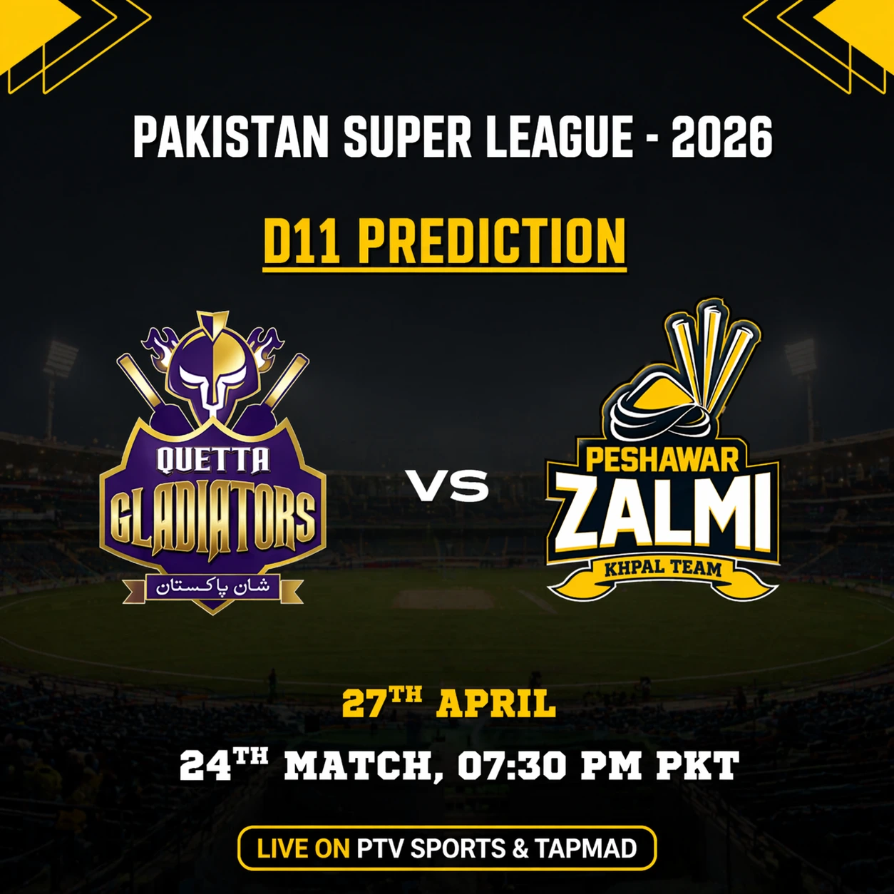 QUE vs PZ Dream11 prediction today match PSL 2026, Quetta Gladiators vs Peshawar Zalmi match preview and pitch report with fantasy team prediction