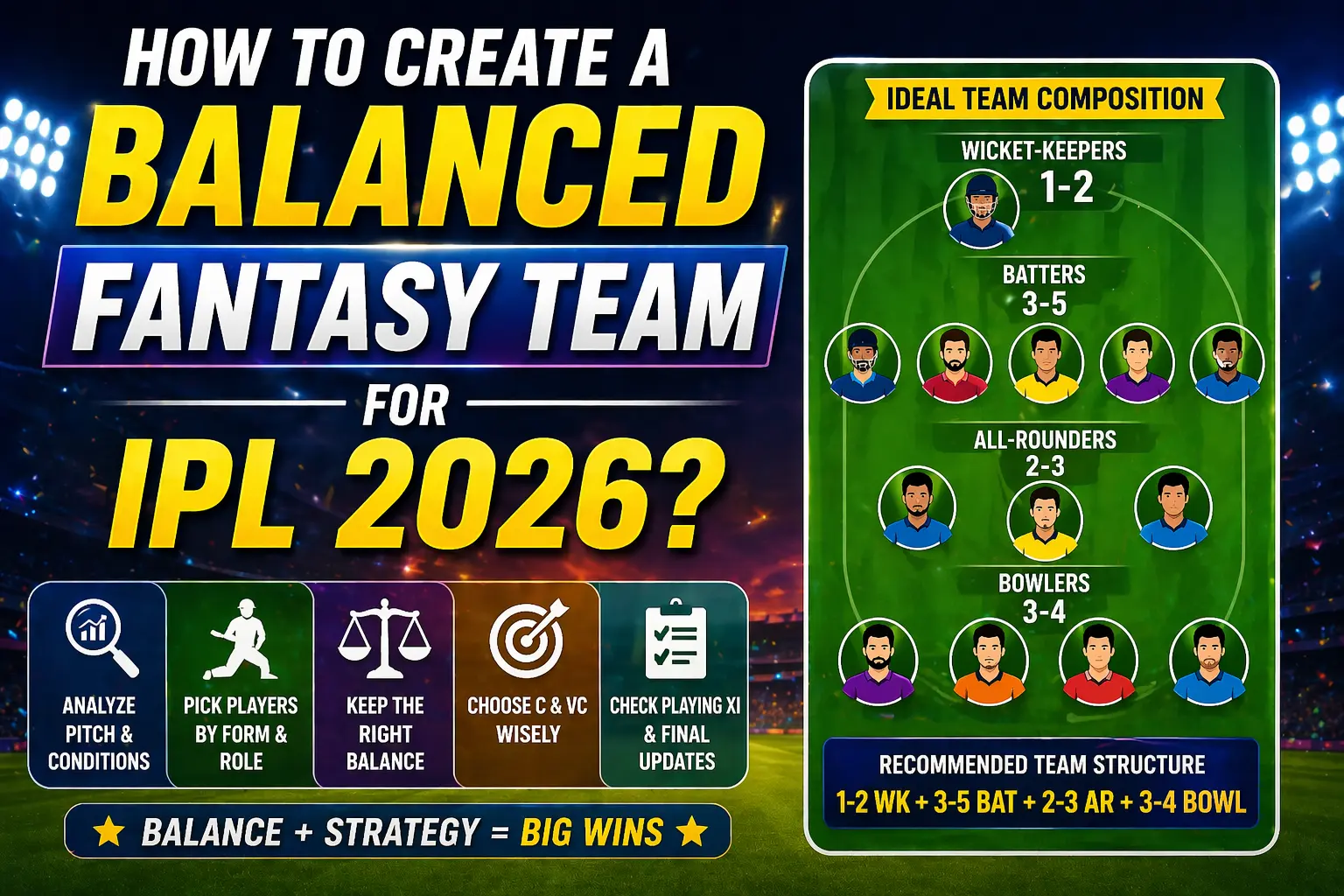 How to create a balanced fantasy team for IPL 2026 with ideal team combination guide