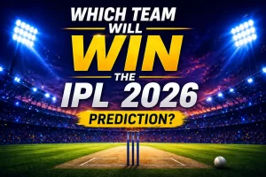 “Which team will win IPL 2026 prediction cricket stadium banner”