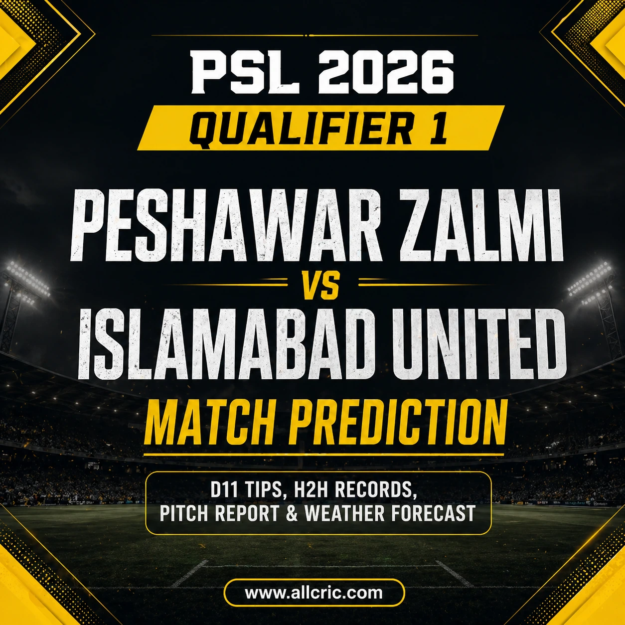 PSL 2026 Qualifier 1 match prediction – Peshawar Zalmi vs Islamabad United with Dream11 tips, head to head record, pitch report and weather forecast | AllCric