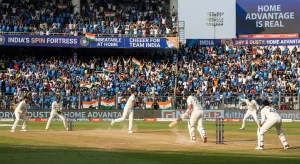 Home advantage in cricket India spin pitch dominance Test match crowd support stadium conditions India home vs away win advantage