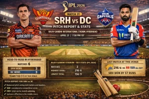 SRH vs DC pitch report IPL 2026 Match 31 Hyderabad stadium stats, H2H record and recent match insights