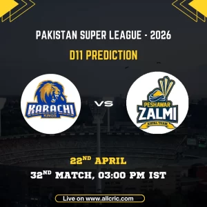 KAR vs PES Dream11 prediction PSL 2026 Match 32 Karachi Kings vs Peshawar Zalmi fantasy team tips and match details