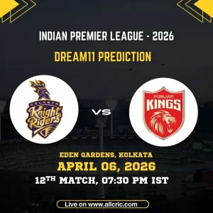 KKR vs PBKS Dream11 prediction today match for IPL 2026 featuring Kolkata Knight Riders vs Punjab Kings at Eden Gardens, April 6 12th match details, Dream11 team today, fantasy tips, captain picks and match prediction