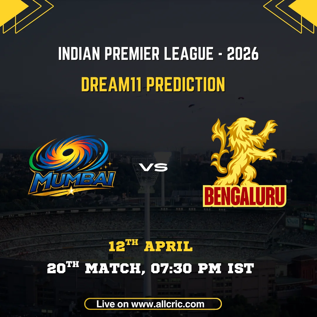 MI vs RCB Dream11 prediction today match IPL 2026 – Mumbai Indians vs Royal Challengers Bengaluru Dream11 team today, fantasy picks, April 12 Wankhede match
