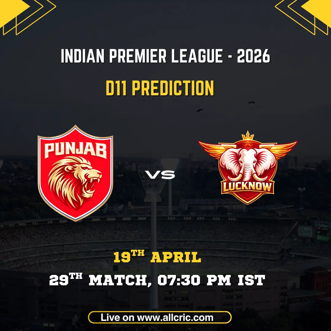 PBKS vs LSG Dream11 prediction today match IPL 2026 – Punjab Kings vs Lucknow Super Giants Dream11 team prediction April 19