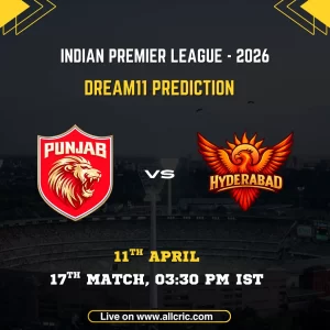 PBKS vs SRH Dream11 prediction today match IPL 2026 Punjab Kings vs Sunrisers Hyderabad Dream11 team today with pitch report, match details and top fantasy picks