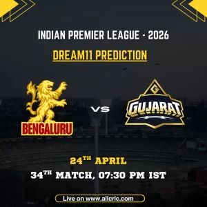 RCB vs GT Dream11 prediction today match IPL 2026 Bengaluru vs Gujarat fantasy team today Chinnaswamy April 24