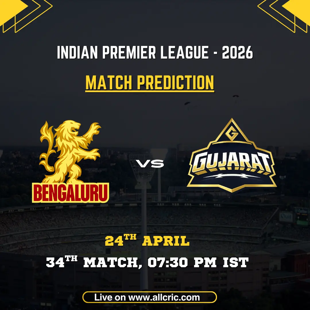 RCB vs GT today match prediction IPL 2026 Royal Challengers Bengaluru vs Gujarat Titans win prediction April 24 Chinnaswamy stadium