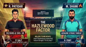 RCB vs LSG Playing 11 Today – Rajat Patidar (195 runs at 200+ SR) and Phil Salt for Bengaluru face Mohammed Shami and Rishabh Pant for Lucknow in IPL 2026 Match 23, April 15 at 7:30 PM IST, with Josh Hazlewood's fitness the key team news