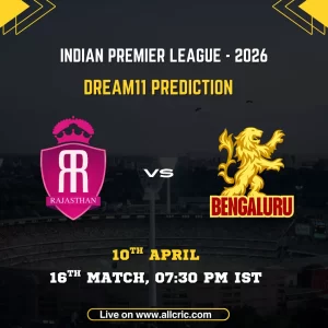 RR vs RCB Dream11 prediction today match IPL 2026 Rajasthan Royals vs Royal Challengers Bengaluru Dream11 team prediction with match date 10th April and time 7:30 PM IST at Guwahati