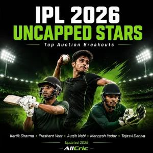 IPL 2026 uncapped players report highlighting Kartik Sharma, Prashant Veer, Auqib Nabi, Mangesh Yadav, and Tejasvi Dahiya, who emerged as the most expensive and impactful uncapped Indian talents after record-breaking auction bids and standout domestic performances.