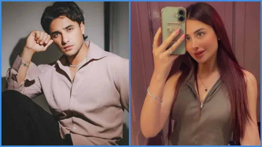 Side-by-side portraits of Abhishek Sharma and actress Mahira Sharma
