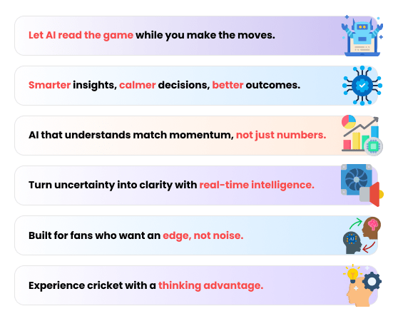 Feature list detailing AI insights