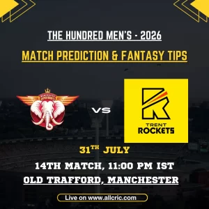 MSG vs TRT Dream11 prediction today match graphic featuring Manchester Super Giants and Trent Rockets for The Hundred 2026 Match 14 at Old Trafford