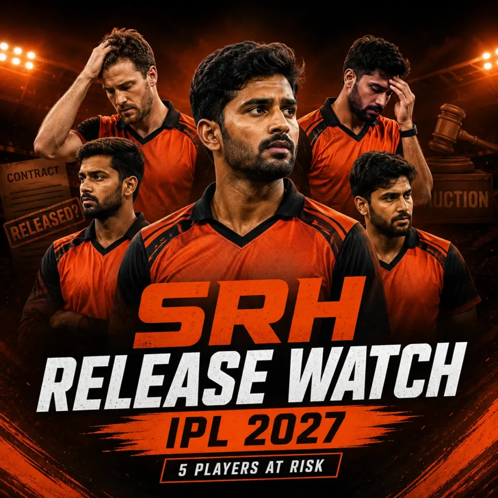 SRH Release Watch IPL 2027 featuring five Sunrisers Hyderabad players who could be released before the IPL 2027 auction, including Liam Livingstone, Harshal Patel, Jaydev Unadkat, Brydon Carse, and Gerald Coetzee based on IPL 2026 performance and squad analysis.