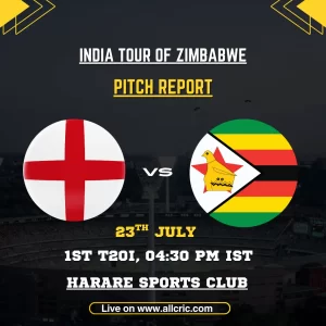 ZIM vs IND pitch report for the 1st T20I at Harare Sports Club, covering batting and bowling conditions.
