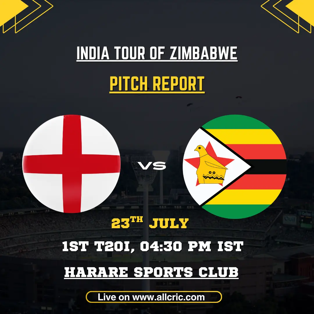 ZIM vs IND pitch report for the 1st T20I at Harare Sports Club, covering batting and bowling conditions.