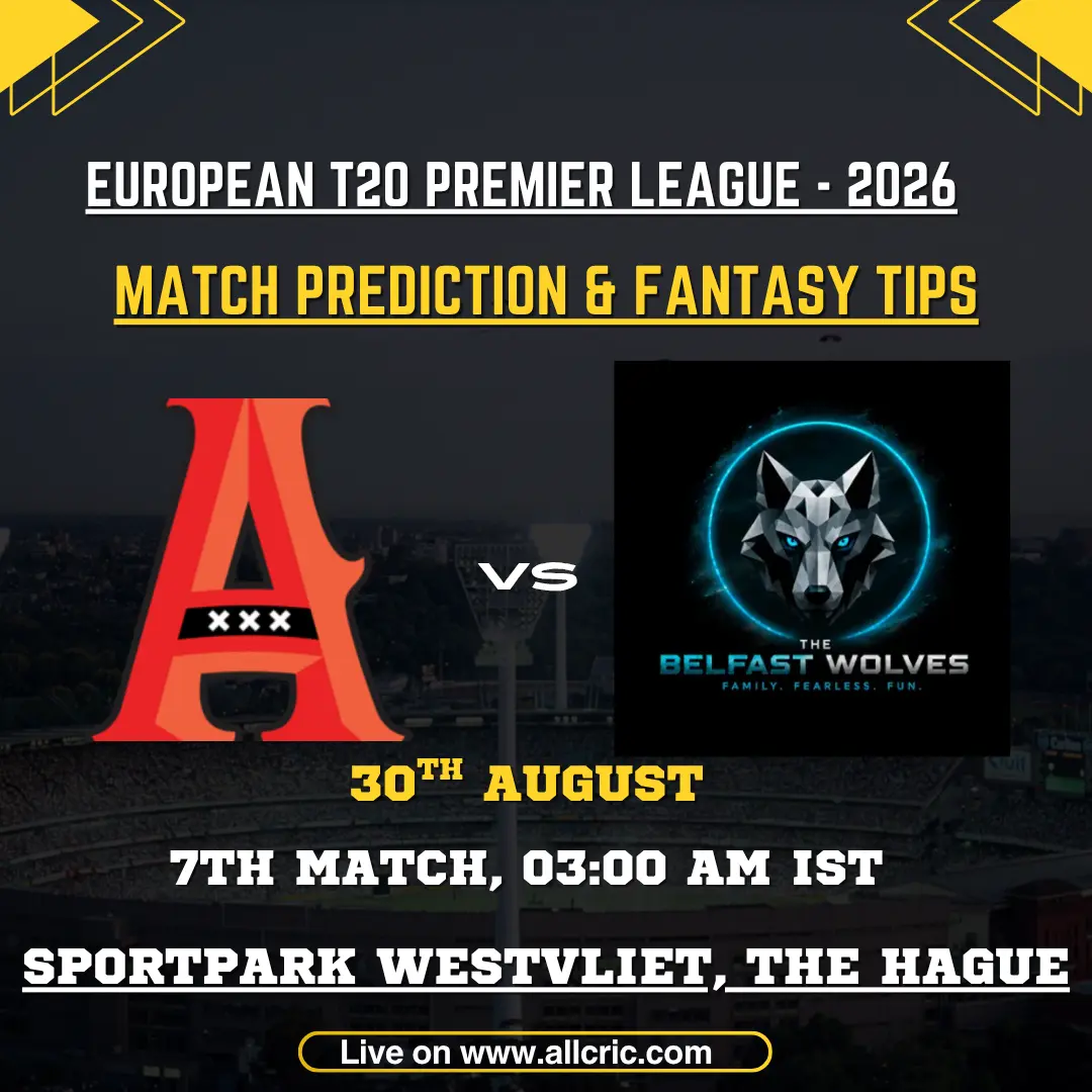 ADF vs BFW today match prediction and fantasy tips for Amsterdam Flames vs Belfast Wolves, ETPL 2026 Match 7 at Sportpark Westvliet.