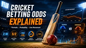 ricket betting odds explained with decimal, fractional and moneyline formats, implied probability, bookmaker margin, live odds movement, favorites and underdogs.