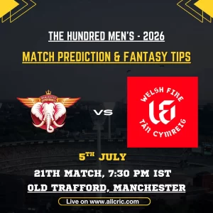 MSG vs WEF Dream11 prediction today match graphic for Manchester Super Giants vs Welsh Fire Match 21 at Emirates Old Trafford, Manchester.