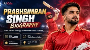 Prabhsimran Singh biography featuring the Punjab Kings wicketkeeper-batter, his IPL batting action, birth date, role and maiden IPL century.