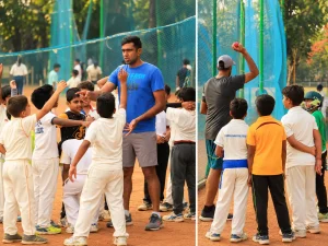 Cricket coaching session with young players at a training academy, representing the Gen Next Cricket Academy business venture.