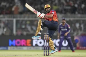 Prabhsimran Singh batting for Punjab Kings in the IPL, highlighting his IPL career and ₹4 crore retention.