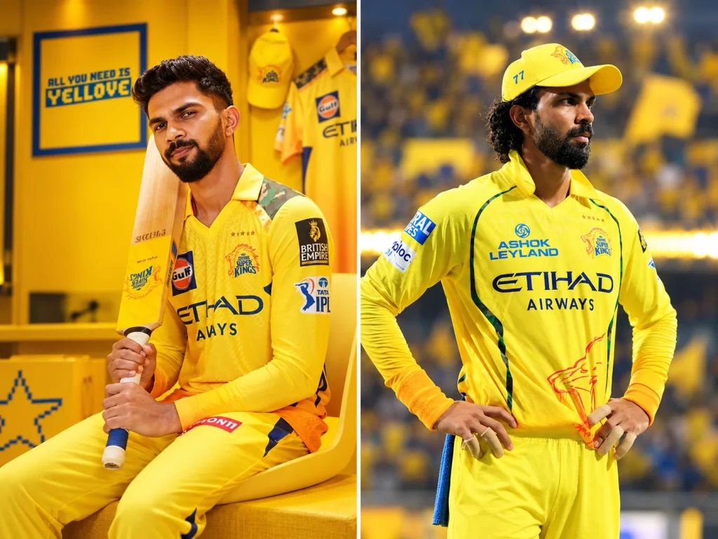 Ruturaj Gaikwad IPL journey with Chennai Super Kings, featuring portraits in the yellow CSK jersey.
