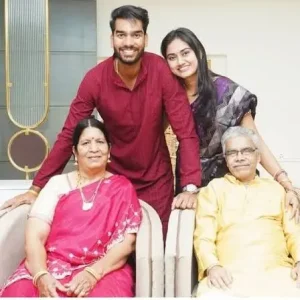 Venkatesh Iyer with his family, including his parents, at their home in Indore
This fits the article’s personal-life section, which discusses his parents and family background.