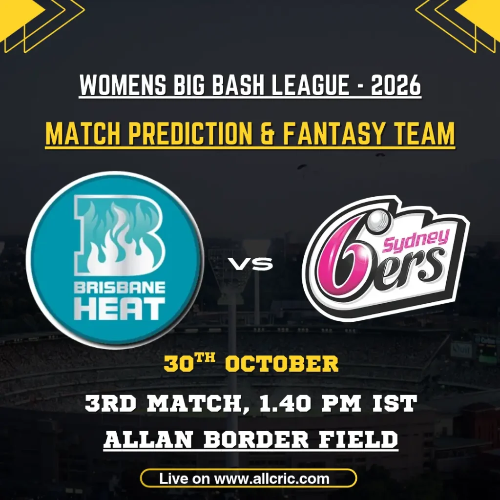 BH-W vs SS-W Match Prediction & Fantasy Tips - WBBL Match 3 2026