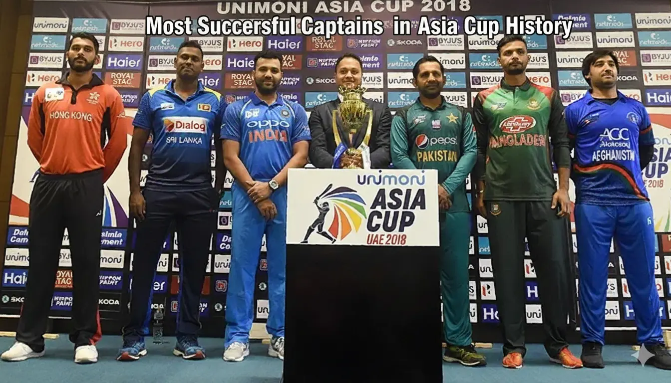Discover the most successful Asia Cup captains from 1984–2025. See records, titles & stats.