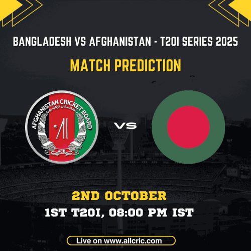 AFG vs BAN T20 Dream11 Prediction Today Match – 1st T20I 2025 AFG vs BAN T20 Dream11 Prediction Today Match – Afghanistan vs Bangladesh 1st T20I 2025 at Sharjah Cricket Stadium on 2nd October, fantasy tips, probable XI, match preview, and live updates.