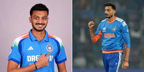 Indian all-rounder in India cricket jerseys during portrait and match-action scenes, reflecting his international career.